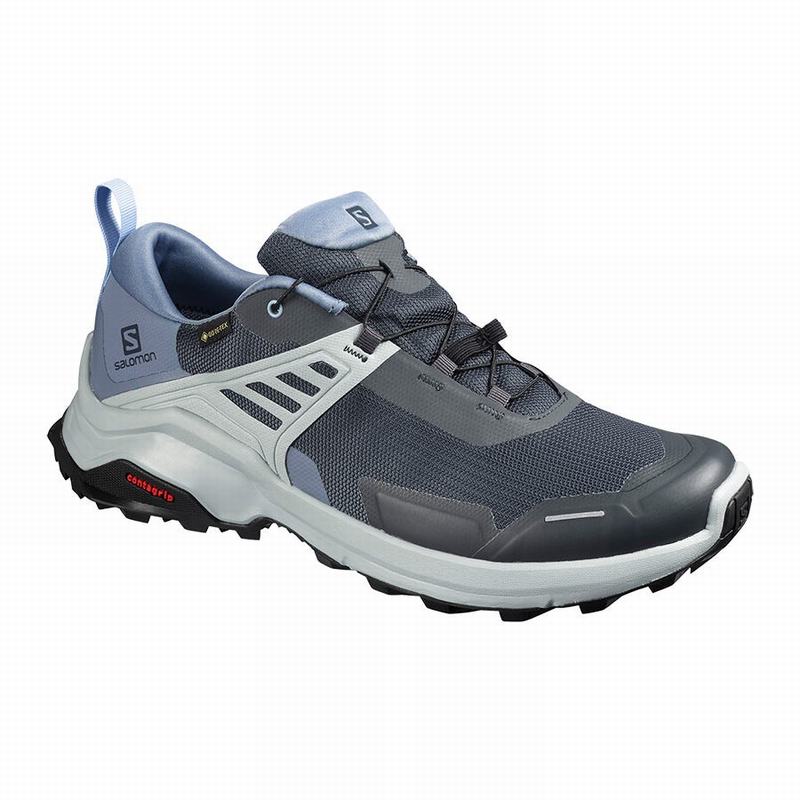 Salomon Singapore Mens Hiking Shoes - X RAISE GORE-TEX Grey/Blue | 76843-BUZO